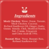 Mock Chicken With Basmati Rice Ingredients SR