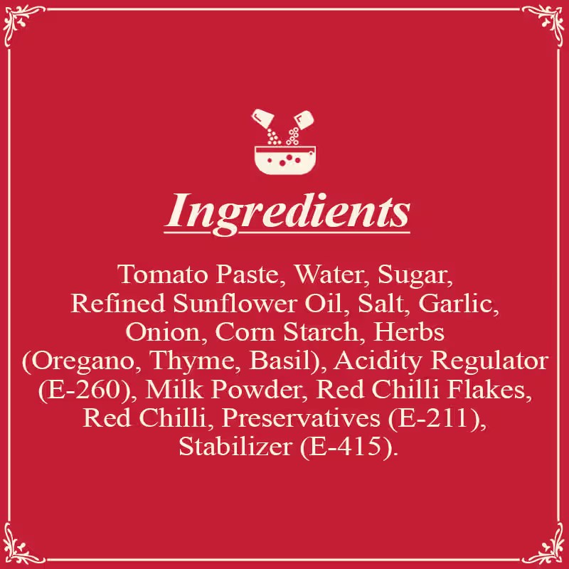 Pizza Pasta Sauce SR Ingredients