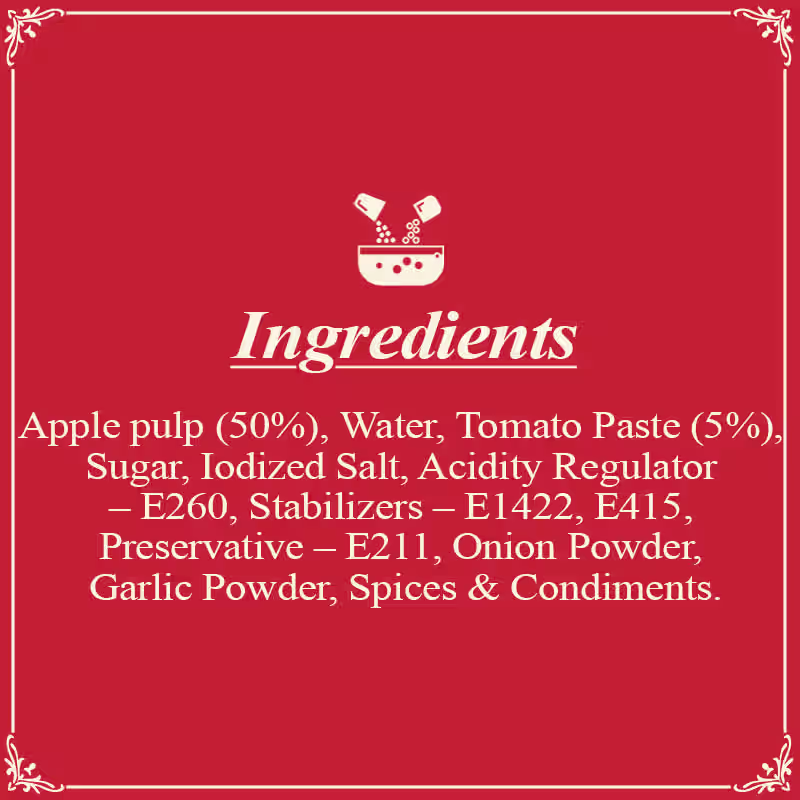 Snack Sauce SR Ingredients