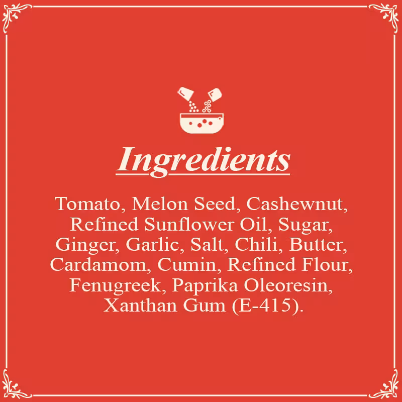 Tomato Makhani Base Gravy Ingredients SR