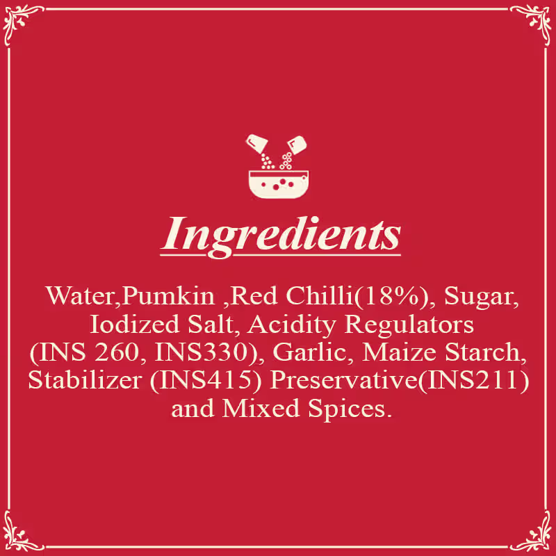 Red Chilli Sauce Ingredient SR Red Chilli Sauce Ingredient SR