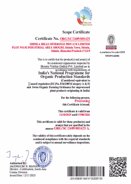 Shimla Hills Organic Certification
